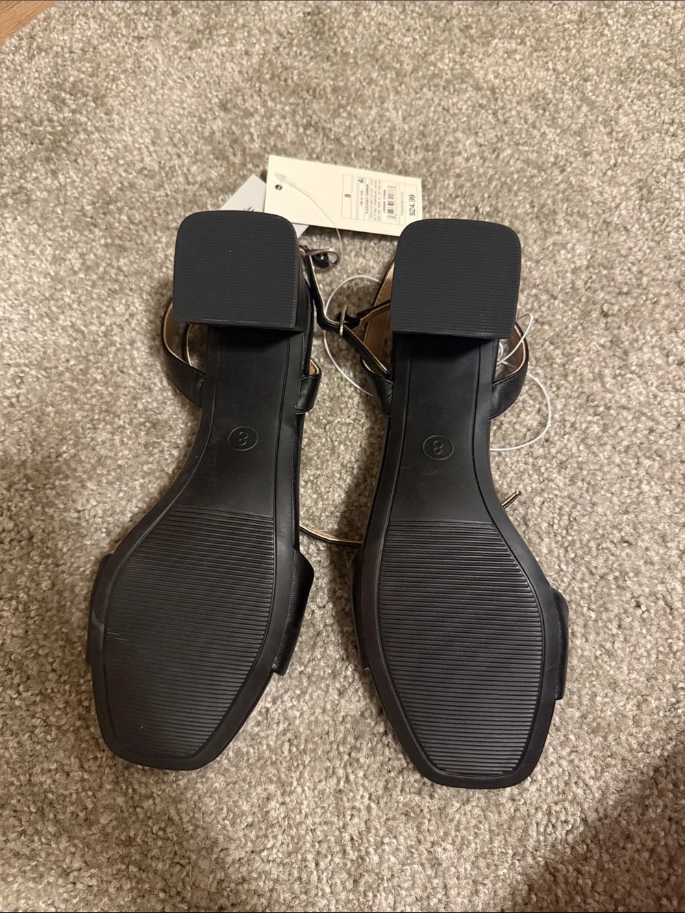 a new day Black Square-Toe Ankle-Strap Heeled Sandals target Shannon heels